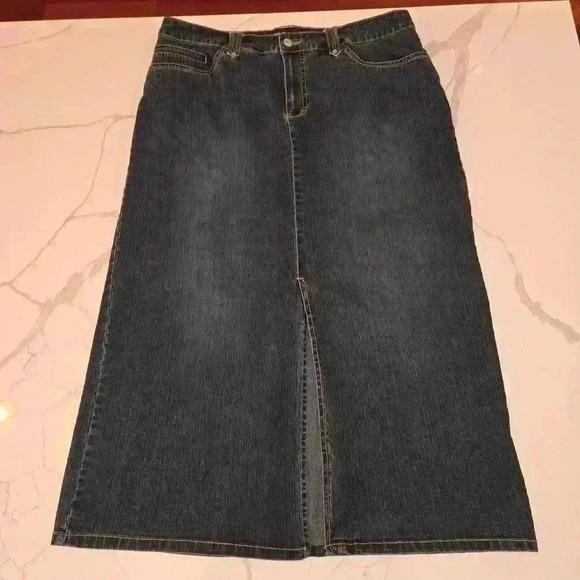 Faded Glory Dresses & Skirts - Faded Glory Womens Stretch Front Slit Jean Maxi Skirt Blue Size 14